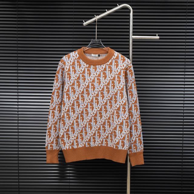 Style: Dior all-over print knit long-sleeved sweater Sizes: S-XL Fabric: Wool bl