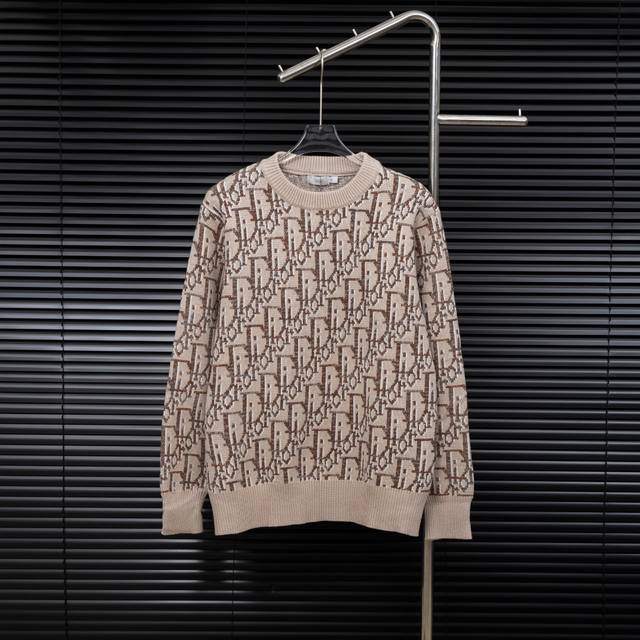 Style: Dior all-over print knit long-sleeved sweater Sizes: S-XL Fabric: Wool bl