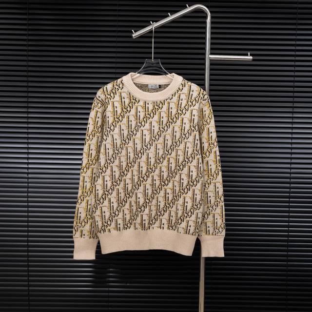 Style: Dior all-over print knit long-sleeved sweater Size: S-XL Fabric: Wool ble