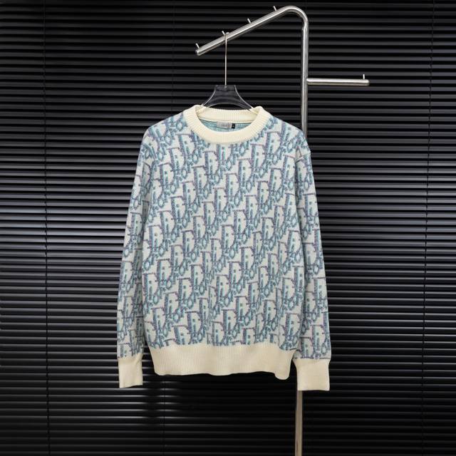 Style: Dior all-over print knit long-sleeved sweater Sizes: S-XL Fabric: Wool bl