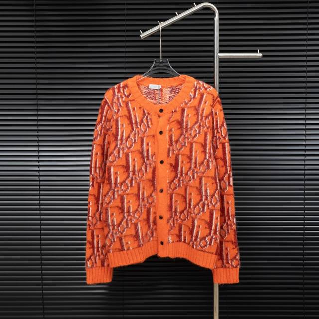 Style: Dior all-over print cardigan mohair knit long-sleeved sweater Sizes: S-XL
