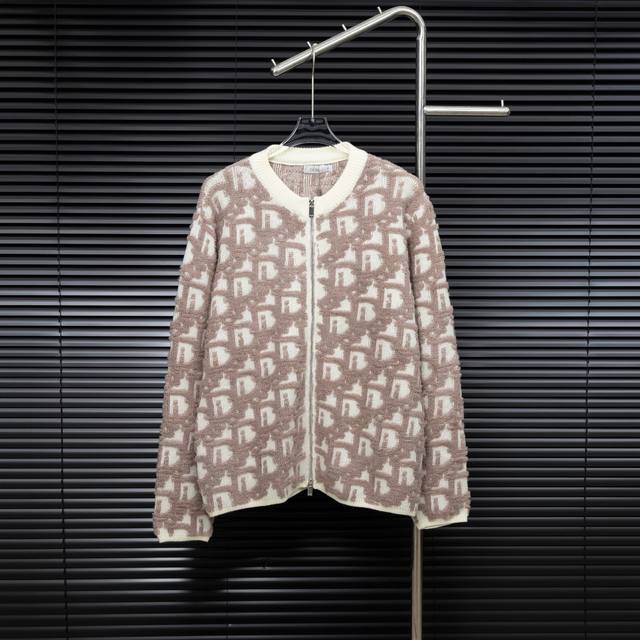 Style: Dior all-over print zip-up cardigan knit long-sleeved sweater Sizes: S-XL