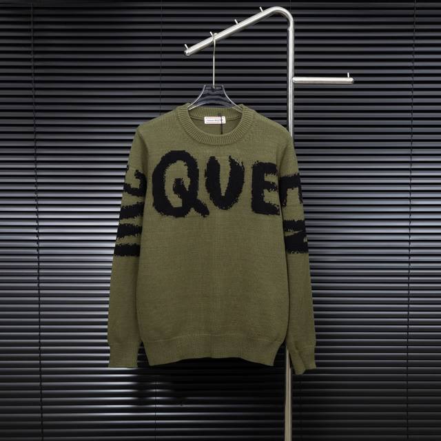 Style: McQueen Alexander McQueen Large Letter Patchwork Knit Long-Sleeve Sweater