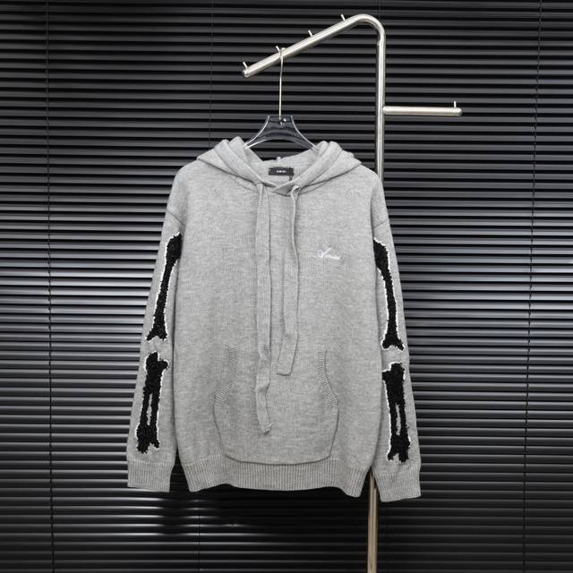 Style: Amiri bone-paneled hooded long-sleeved sweater Sizes: S-XL Fabric: Wool b