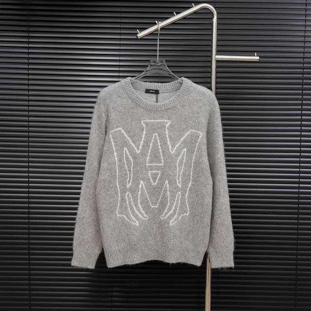 Style: Amiri Mohair M Logo Long-Sleeve Sweater Sizes: S-XL Fabric: Wool Blend Ac