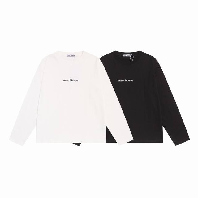 Acne Studios Classic Logo Letter Print Retro Loose Crew Neck Casual Long Sleeve