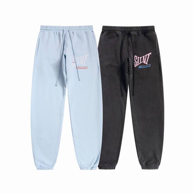 Saint Michael "Smokers Fantasy" Letter Print Washed Distressed Drawstring Loose