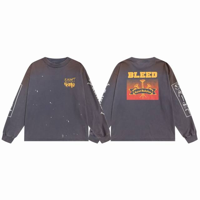 American Streetwear Saint Michael Retro Nail Print Collaboration Letter Washed D