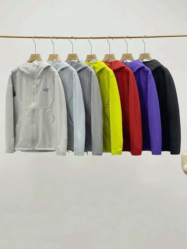 Arc'teryx Hooded Softshell Jacket with Controlled Embroidery, Dopamine Colorway