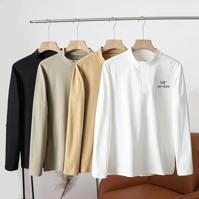 Men's Outdoor Casual Fitness Running High-Elasticity Sports Half-Zip Long-Sleev