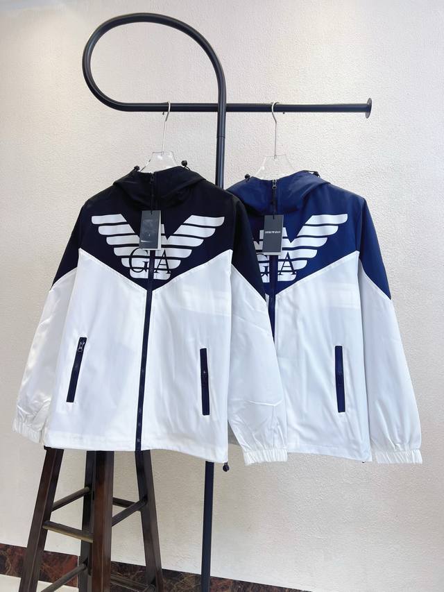 Style No. X287 Black/Dark Colors Armani Logo Print Zip-Up Jacket, Unisex, Same D