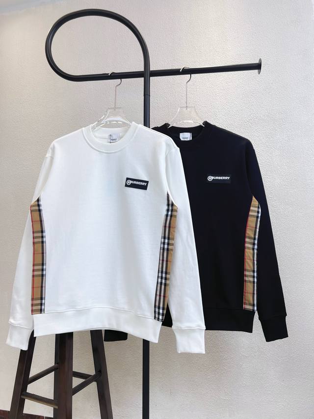 Style No. X265 Black and White Burberry Crew Neck Sweatshirt with Silicone Lette