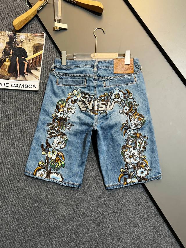 Evisu Ss25 Floral Large M and Logo Embroidered Casual Comfortable Versatile Deni