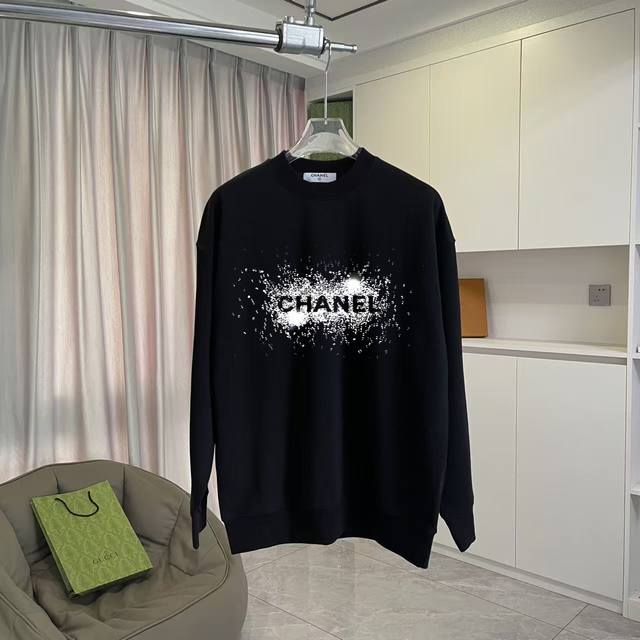 Chanel 2025 Fall/Winter New Arrival Double C Logo Print Custom Fabric 400G Crew