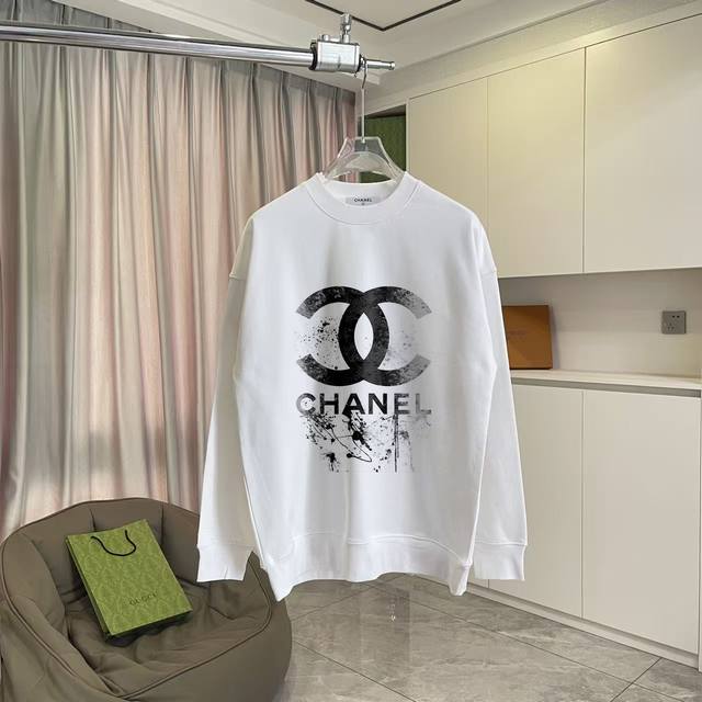 Chanel 2025 Fall/Winter New Arrival Double C Logo Print Custom Fabric 400G Crew