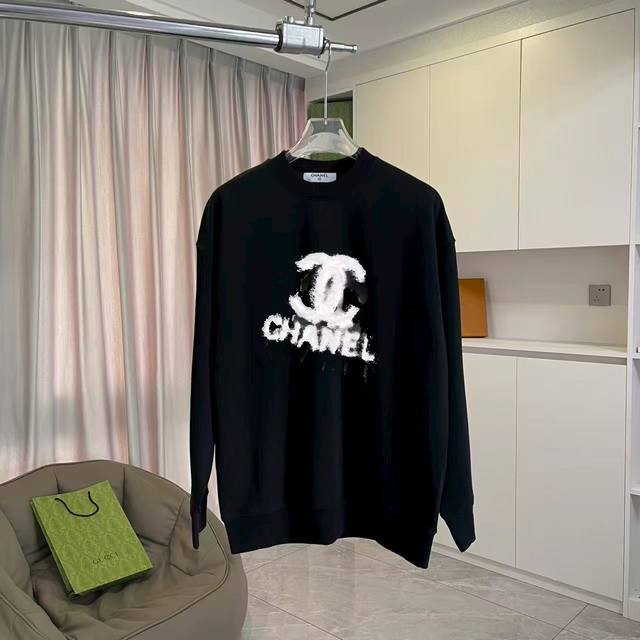 Chanel 2025 Fall/Winter New Arrival Double C Logo Print Custom Fabric 400G Crew