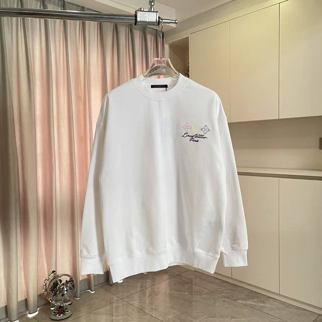 Lv*2025 Autumn/Winter New Embroidered Letter Logo, Custom Fabric 400G, Crew Neck