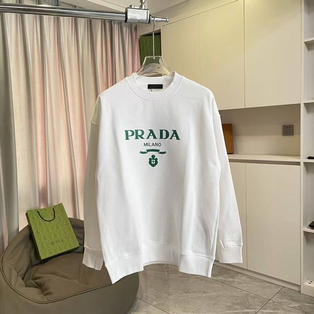 Prad 2025 Fall/Winter New Arrival - Unique Embroidered Logo Letter Sweatshirt, 4
