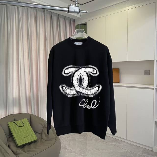 Chanel 2025 Fall/Winter New Arrival Double C Logo Print Custom Fabric 400G Crew