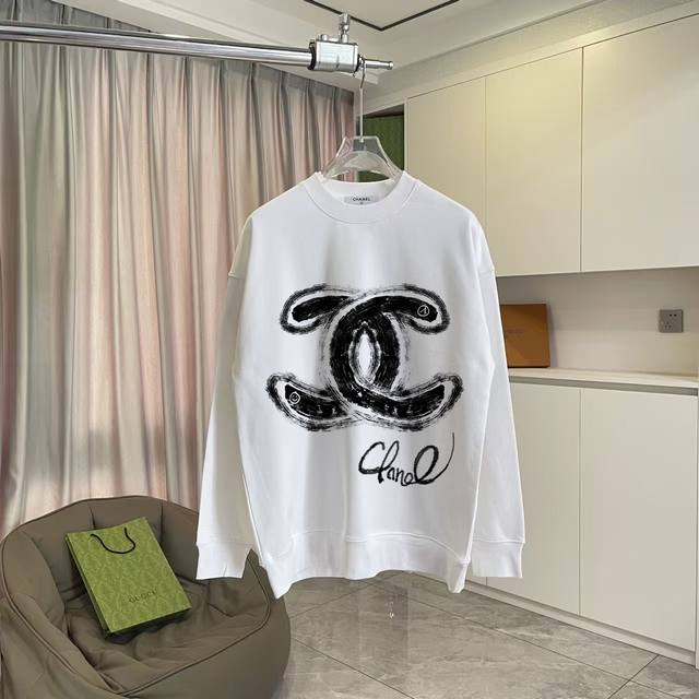Chanel 2025 Fall/Winter New Arrival Double C Logo Print Custom Fabric 400G Crew