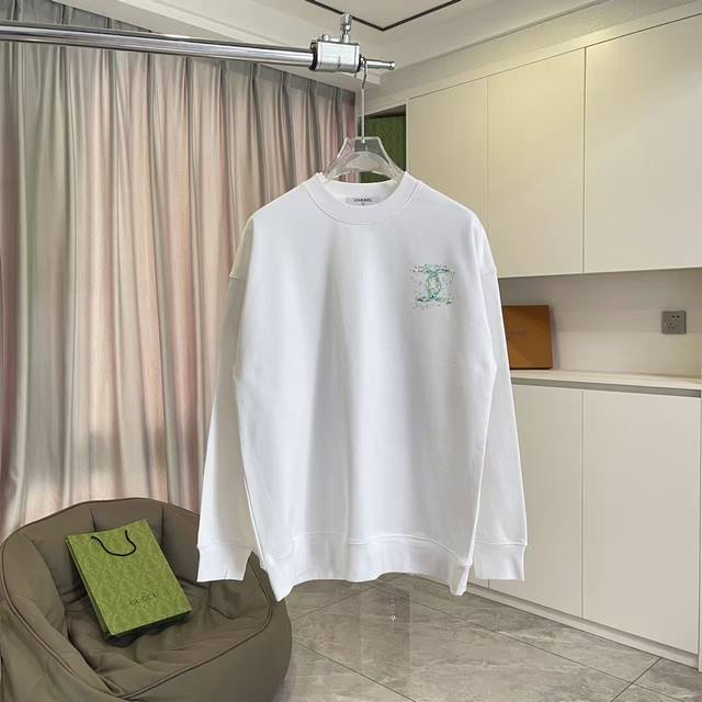 Chanel 2025 Fall/Winter New Arrival Double C Logo Print Custom Fabric 400G Crew