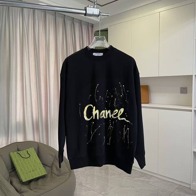Chanel 2025 Fall/Winter New Arrival Double C Logo Print Custom Fabric 400G Crew