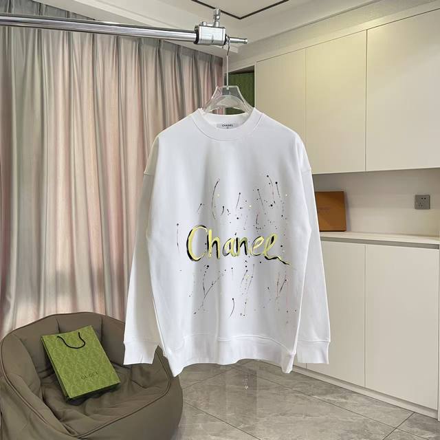 Chanel 2025 Fall/Winter New Arrival Double C Logo Print Custom Fabric 400G Crew
