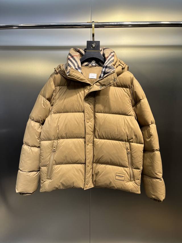 Premium Down Burberry 117 New Classic Wool Check Collar Nylon Down Jacket. Goose