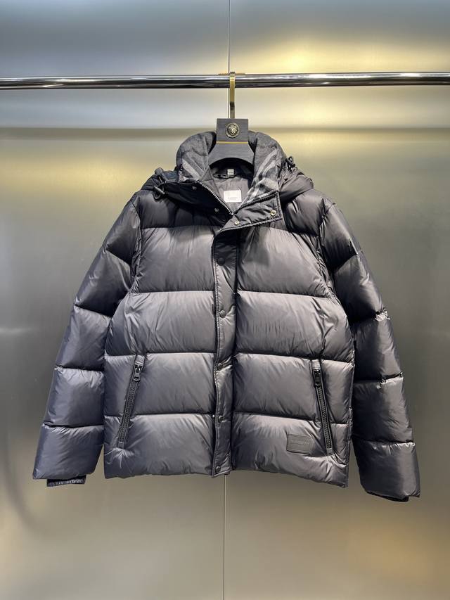 Premium Down Burberry 117 New Classic Wool Check Collar Nylon Down Jacket. Goose