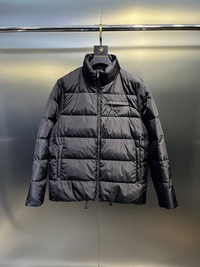 Prada Motorcycle Style Down Jacket. New casual, versatile, hooded, warm, and min