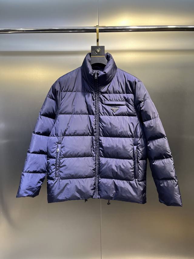 Prada Motorcycle Style Down Jacket. New casual, versatile, hooded, warm, and sim