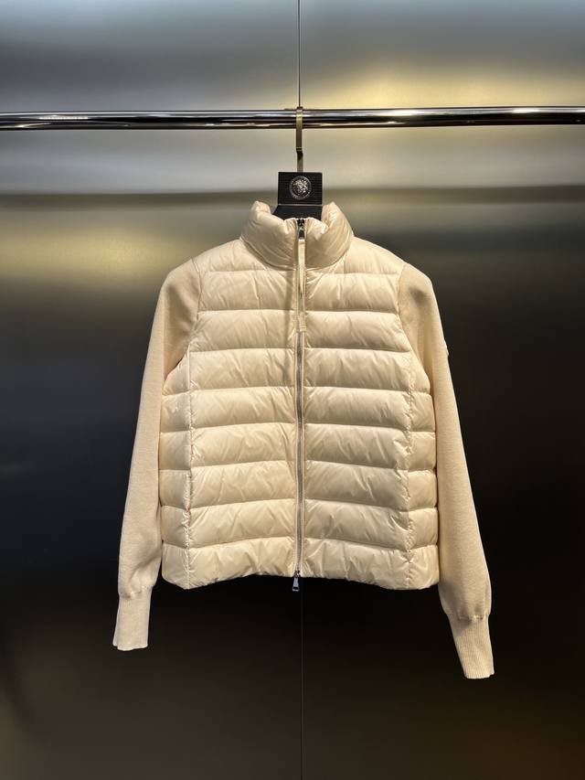 Moncler Autumn/Winter Newest Wool Knitted Down Jacket with Stand Collar, Lightwe