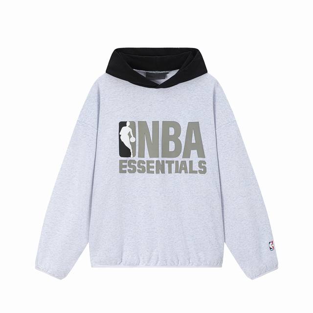 Fog-8839#Fog Essentials X NBA Collaboration Logo Print Hooded Sweatshirt, Unisex