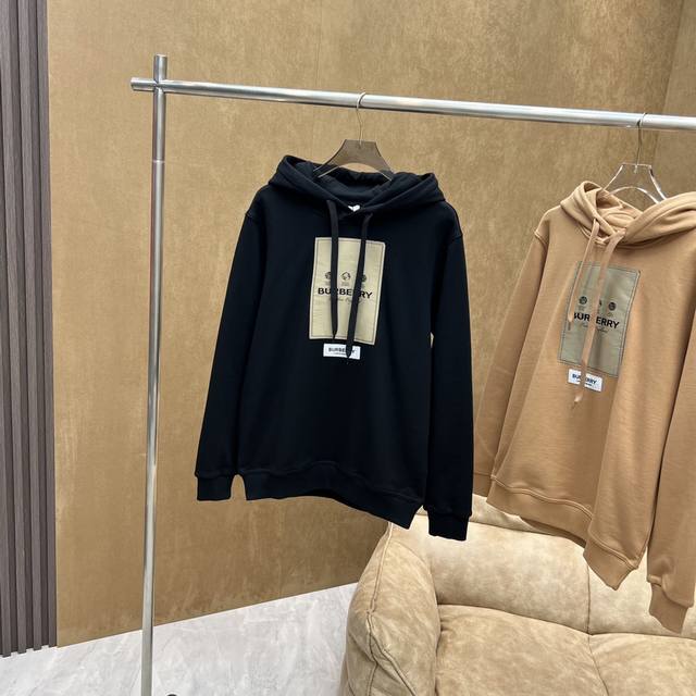 Burberry Label Intarsia Cotton Loose-fitting Hooded Sweatshirt. A top-selling Bu