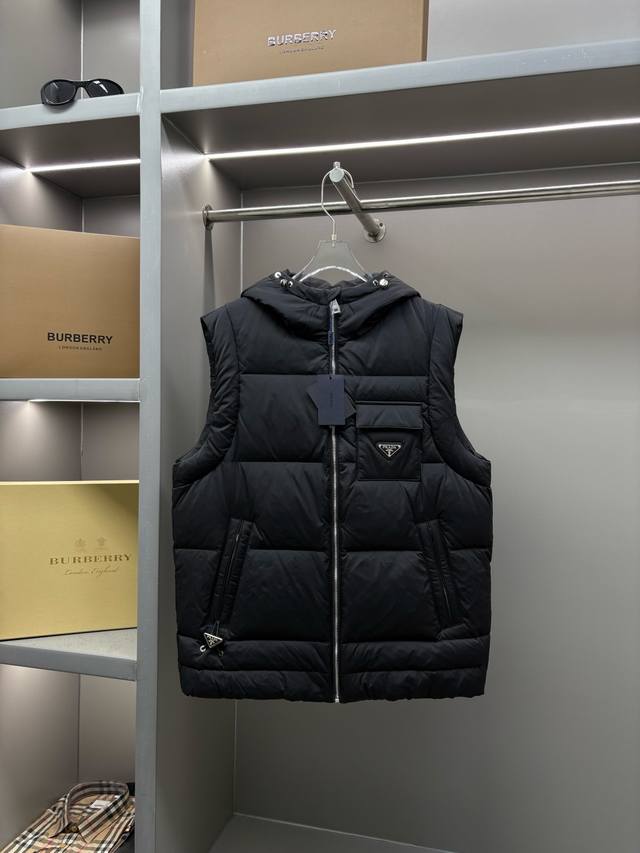 Prada New Hooded Down Vest Prada | Italian Lightweight Warmth and Modern Style H