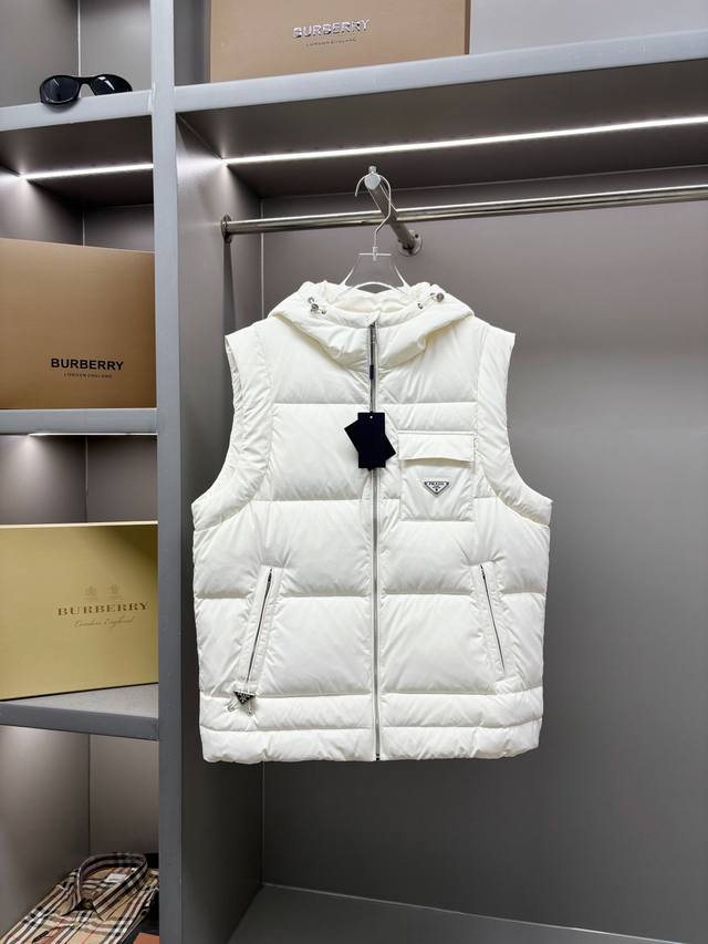 Prada New Hooded Down Vest Prada | Italian Lightweight Warmth and Modern Style H