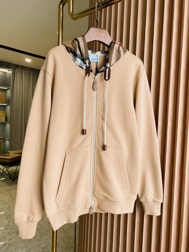 Burberry Check Cotton Blend Zip-Up Hooded Sweatshirt Jacket. A top-selling Burbe