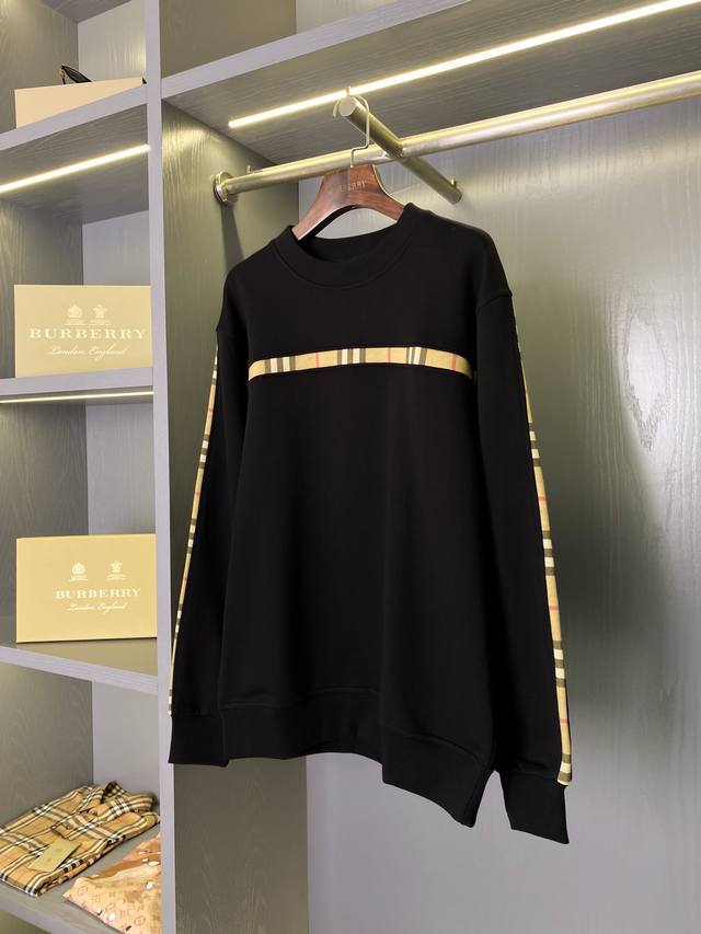 Burberry Crew Neck Sweatshirt with Small Checkered Pattern on the Chest - Burber