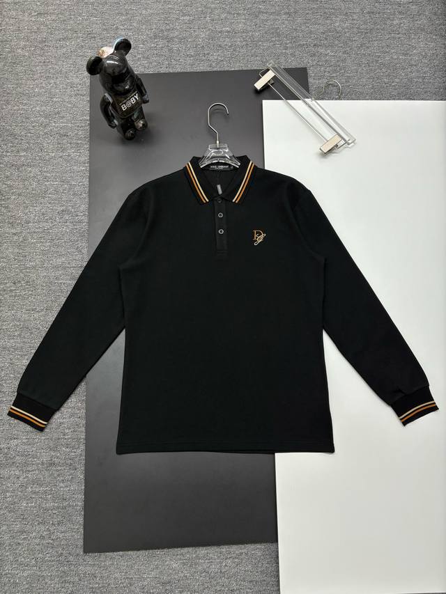 Dior New Embroidered Long-Sleeve Polo Shirt. Made with 250g pure cotton pique fa