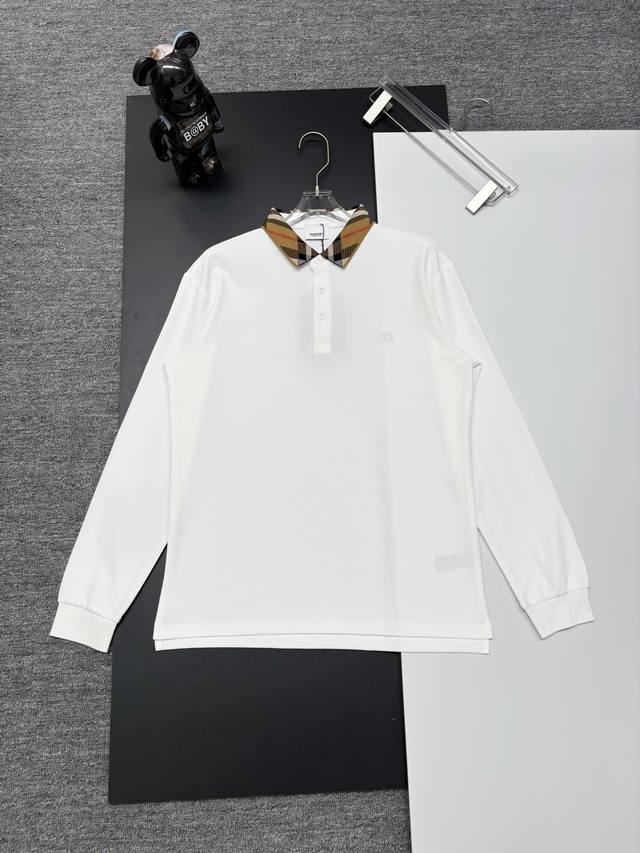Burberry New Horse Embroidery Long-Sleeve Polo Shirt. Made with 250g pure cotton