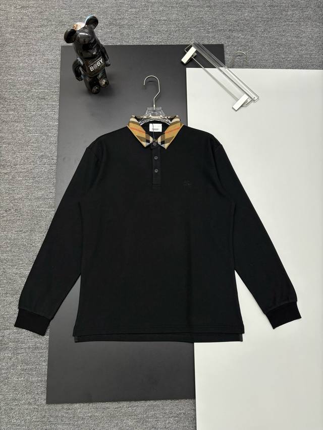 Burberry New Horse Embroidery Long-Sleeve Polo Shirt. Made with 250g pure cotton
