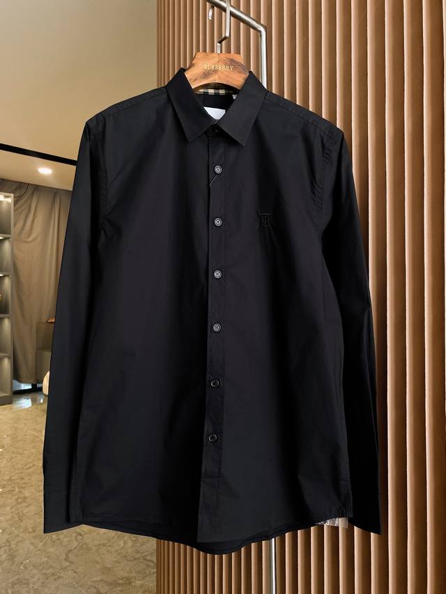 Exclusive Tb Logo Decorated Stretch Cotton Long-Sleeve Shirt. A classic Burtb s