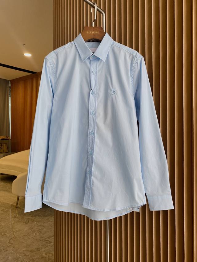 Exclusive Tb Logo Decorated Stretch Cotton Long-Sleeve Shirt. A classic Burtb s