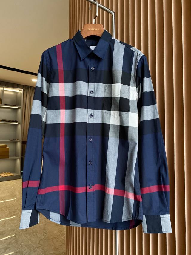 Checkered Stretch Cotton Poplin Long-Sleeve Shirt Not all checks can be called B