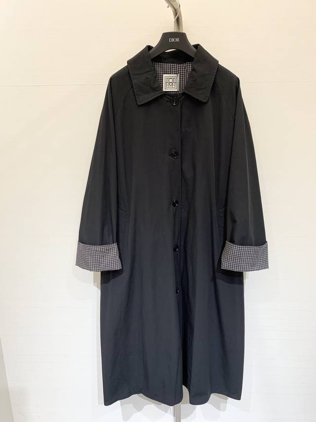 Toteme 25 Autumn/Winter New Retro Simple Twill Plaid Reversible Trench Coat - We