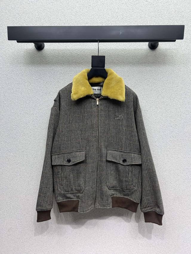 Miu wool coat with fur collar, Yb 1:1 custom-made, with excellent texture and hi