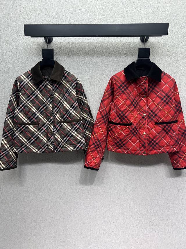 Burberry plaid cotton coat, classic and stylish, exuding confidence. The fabric