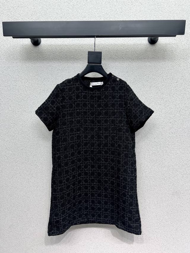 D-brand diamond pattern short-sleeved dress, high-end Italian imported material,