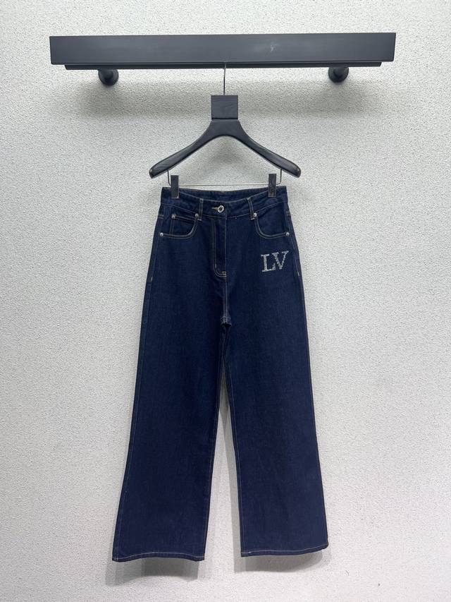 L brand denim shirt and trousers with hot-stamped rhinestone logo embellishment.