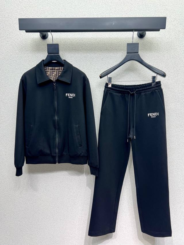 Fd brand reversible jacket and trousers casual set. The monogrammed reversible j